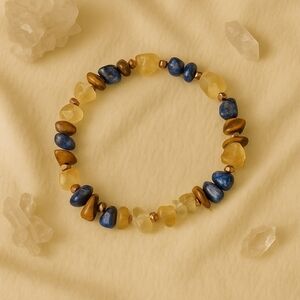 Multicolor Gemstone Bracelet moss agate citrine Tigers eye lapis lazuli